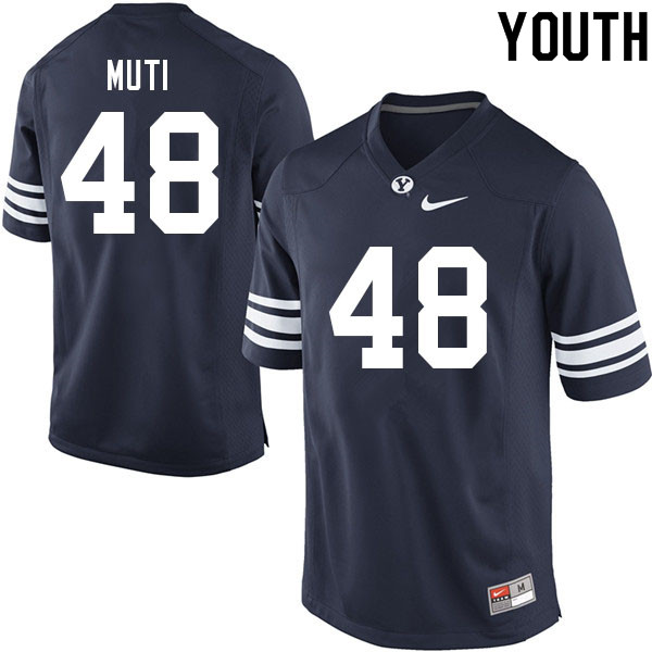 Youth #48 Alex Muti BYU Cougars College Football Jerseys Sale-Navy